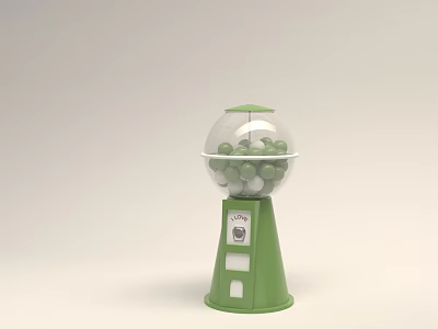 Amusement Equipment Green Gumball Machine Transparent Spherical Container Filled With Green Balls Coin Slot Dispenser 3d model