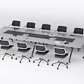 Modern Rectangular Conference Table With Black Rolling Chairs In Meeting Space 3d model