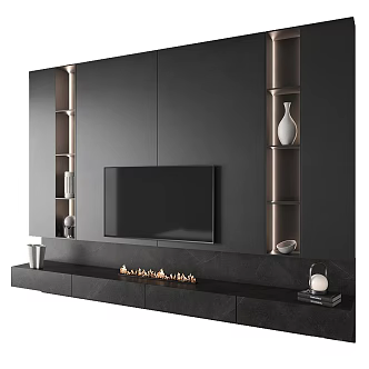 Modern TV cabinet background wall 3d model