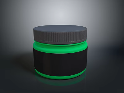 Practical Green Household Jar With Black Label And Gray Lid For Storage 3d model