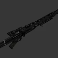 Tactical Black Rifle With Scope Barrel And Stock On Orange Background