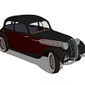 Vintage Classic Car With Deep Purple Exterior Chrome Grille And Round Headlights Design