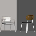 Stylish Contemporary Dining Chairs Featuring Wooden Metal Frame Rattan Backrest and Black Cushion