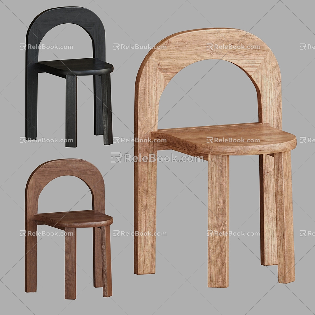 Modern Children's Chair Minimalist Solid Wood Children's Chair Creative Art Children's Animal Chair Combination 3d model