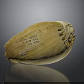 Detailed Yellow Plant Seed Shaped Sculpture With Carved Inscriptions And Numbers