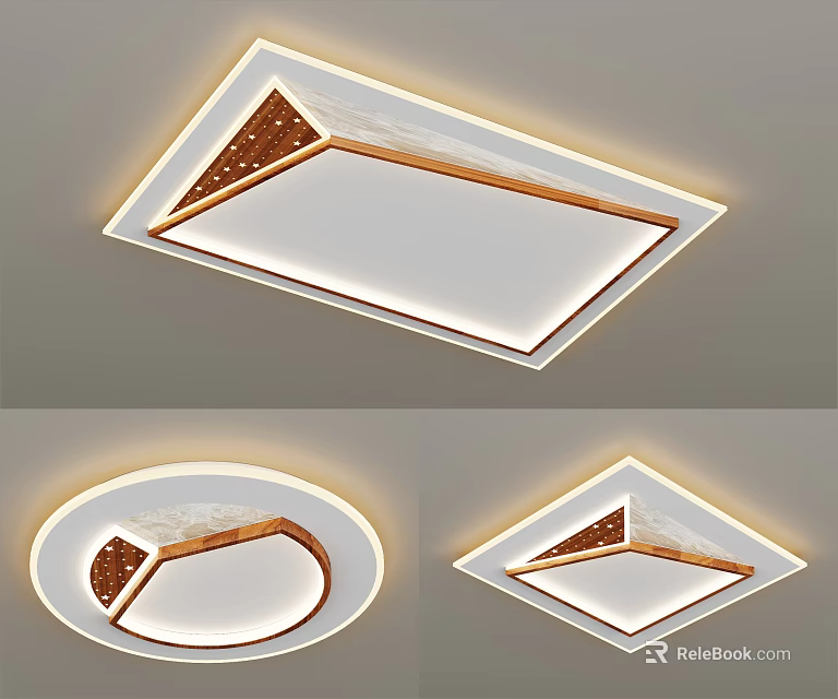 Modern LED Ceiling Light Designs in Square Round Shapes with Decorative Frames 3d model 