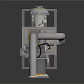 Industrial Equipment With Control Panel Curved Pipe Base And Warning Stripes