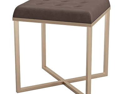 Modern Upholstered Bench With Grey Cushion And Gold Metal Frame Design 3d model
