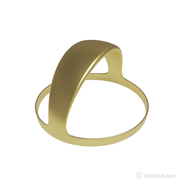 Gold Curved Ring With Modern Open Sleek Design And Elegant Structure 3d model 