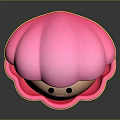 Cute Smiling Clam Inside Open Pink Shell with Happy Face and Egg Shaped Body