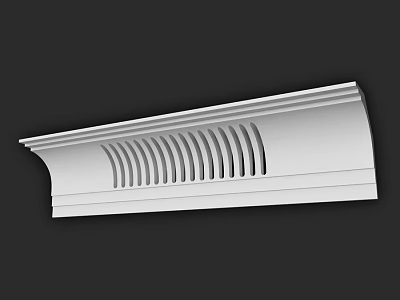 White Decorative Architectural Component With Grooved Pattern And Detailed Edges 3d model