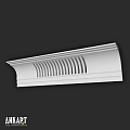 White Decorative Architectural Component With Grooved Pattern And Detailed Edges