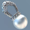 Exquisite Silver Filigree Jewelry Pendant Featuring Large Round Pearl and Intricate Decorative Design