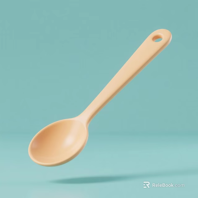 Peach Plastic Spoon Tableware Set with Light Blue Background for Kitchen Use 3d model 