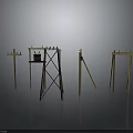 Metal Stands With Various Structures Yellow Brown Color Basket And Reflective Floor