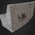 Outdoor Bench with Creative Graffiti Artwork on Concrete Surface for Urban Outdoor Areas