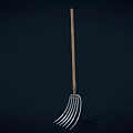 Agricultural Equipment Farm Fork With Wooden Handle And Five Metal Tines