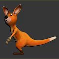 Cartoon Kangaroo Toy Character With Orange Body Big Ears And White Tail Tip Standing Pose