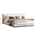 Modern White Double Bed With Colorful Pillows Plaid Blanket And Nightstand With Vase