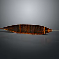 Leaf Shaped Brown Wooden Boat Showcasing Natural Wood Grain On Gray Background