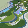 Park Landscape Design With Winding Paths Green Spaces And Water Features 3d model