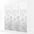Modern Teal And Gold Wall Decor With Geometric Patterns And Line Design 3d model