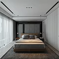 Modern Bedroom Interior Design With Bed Wardrobe Accent Chair And Soft Decorative Lights