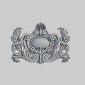 Intricate Decorative Carving With Floral Scrolls And Shell Design 3d model
