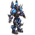 Fantasy Warrior Character With Mythical Creature Inspired Blue Black Spiked Armor And Glowing Accents