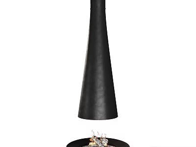 Modern Black Conical Fireplace Design With Stylish Decorative Flame Base 3d model