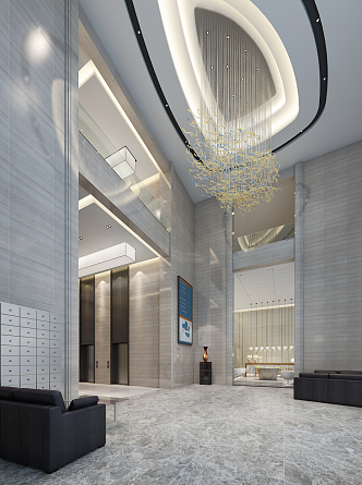 Modern Hall Hotel Lobby 3d model