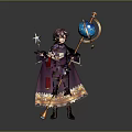 Man In Purple Outfit With Red Cape Holding Blue Orb And Star Staff