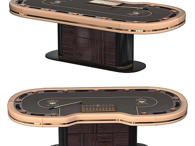 Luxury Casino Poker Table With Wooden Structure And Metal Accents Gaming Surface 3d model