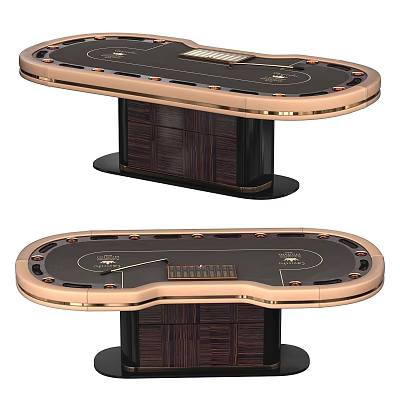 Luxury Casino Poker Table With Wooden Structure And Metal Accents Gaming Surface 3d model