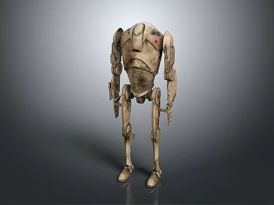 Vintage Mechanical Humanoid Robot With Rustic Metal Body And Standing Stance 3d model