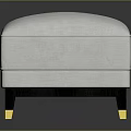 Modern White Padded Sofa Stool With Black Legs And Gold Accents 3d model