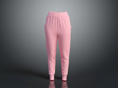 Pink Soft Fabric Sweatpants With Elastic Cuff And Casual Loose Fit Design 3d model