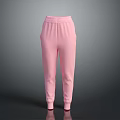 Pink Soft Fabric Sweatpants With Elastic Cuff And Casual Loose Fit Design