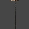Medieval Ornamental Halberd With Intricate Metal Carvings And Decorative Bronze Details For Historical Warfare