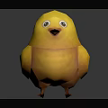 Cute Yellow 3D Model Chick as Flying Animal with Gray Background and Reflection