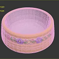 Yellow Decorative Bowl With Colorful Floral Patterns And Green Leaves On Edge