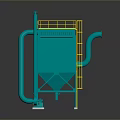 Industrial Dust Collector Equipment With Green Body Yellow Ladder And Curved Pipes