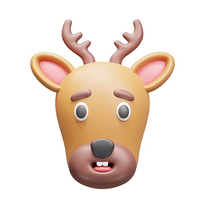 Cute Deer Head Stuffed Toy With Brown Antlers Pink Ears And Friendly Face 3d model