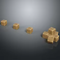 Natural Wooden Stone Cubes Arranged from Left with Gradually Increasing Stack on Gray Background 3d model