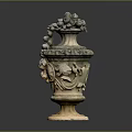 Intricately Carved Classical Vase With Ornate Top And Detailed Floral Patterns