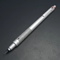 Silver Metallic Pen with Modern Design Red Top Accent Sleek Body Texture and Ergonomic Details