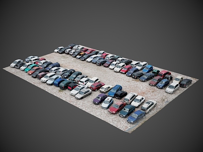 Modern abandoned car parking lot 3d model