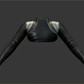 Stylish Black Leather Jacket With Silver Accents And Long Sleeves Design
