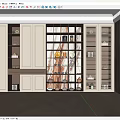 Modern Interior With White Cabinets Illuminated Open Shelving And Decorative Items