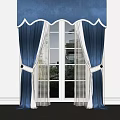 Modern Fabric Curtain Color-block Curtain Track Curtain 3d model